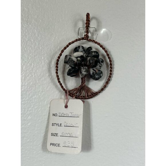 Handmade Copper and Serpentine Crystal Tree of life 3.5x2” Wall Decor - Picture 2 of 5